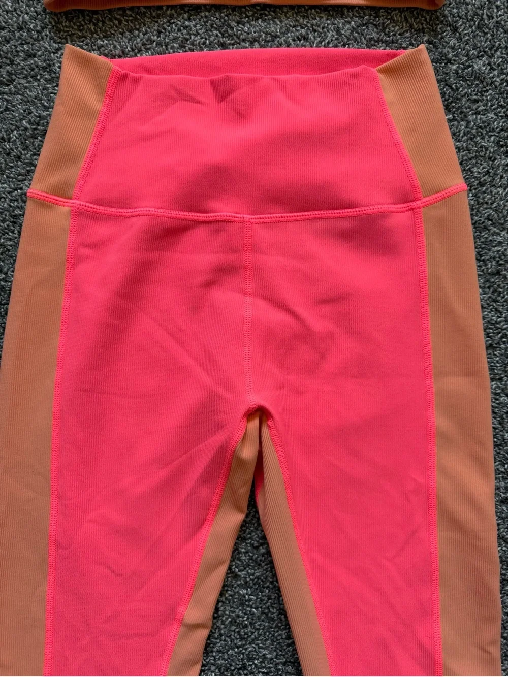 Wilo The Label Ribbed Sports Bra Leggings Set Pink Peach Size Small